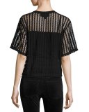 Lattice Jersey Box Tee, Black