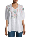 Sakura Short-Sleeve Embroidered Poncho 
