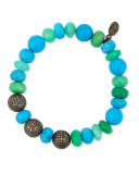 10mm Turquoise, Chrysoprase & Opal Bracelet with Diamond Rondelles