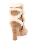 Trompette Shearling 100mm Bootie, Tobacco