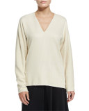 Wilden Long-Sleeve V-Neck Tunic, White Rose