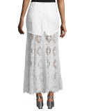 Denim & Lace Maxi Skirt, Ivory