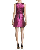 Sleeveless Lurex® Jacquard A-Line Dress, Fuchsia 