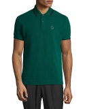 Short-Sleeve Polo Shirt w/Contrast Piping, Dark Viridian