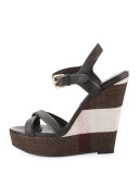 Whelan Crisscross Check Wedge Sandal, Black