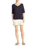 Drop-Shoulder V-Neck Jersey T-Shirt