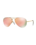 Rimless Mirrored Iridescent Aviator Sunglasses