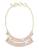 Colorblock Crescent Howlite Bib Necklace, Sunset