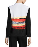 Graphic Sunset One-Button Jacket, Multi, Plus Size  