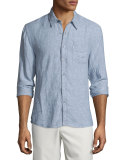 Seersucker Linen Long-Sleeve Shirt