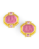 Cherub & Sea Horse Intaglio Clip/Post Earrings, Pink