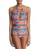 Pinwheel Printed Cutout One-Piece Swimsuit