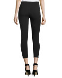 Stretch Jersey Ankle Leggings, Black 