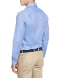 Flannel Long-Sleeve Sport Shirt, Cobalto