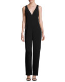 Anieska Elevate Crepe Sleeveless V-Neck Jumpsuit, Black