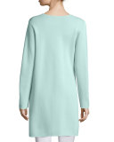 Silk Cotton Interlock Long Jacket, Green Mint