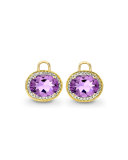 Oval Amethyst & Diamond Earring Drops, 18k Yellow Gold