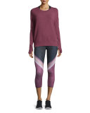High-Waist Airbrush Capri Leggings, Tree Lace Black
