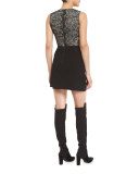 Darcie Double-Layer Leather-Combo Mini Skirt