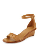 Marcia Leather Demi-Wedge Sandal, Blond