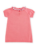 raglan ruffle-trim sweaterdress w/ rose-print bloomers, pink, size 3-9 months