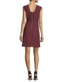 Charlie Sleeveless V-Neck Stretch Dress, Bordeaux