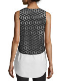 Cotton Eyelet Combo Tank, Black