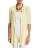 Half-Sleeve Slub Open-Front Cardigan