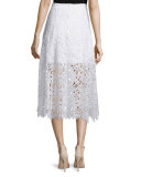 Tori A-Line Lace Midi Skirt, White