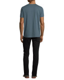 Short-Sleeve Slub Henley T-Shirt, Dark Slate