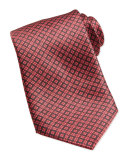 Floral Medallion Pattern Silk Tie, Red