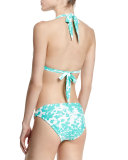 Floral-Print Center-Ring Halter Swim Top