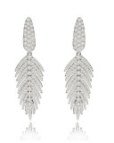 18K White Gold & Diamond Feather Drop Earrings