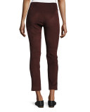 Stretch-Suede Cropped Pants, Raisin