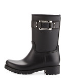 Buckle Rubber Rain Boot, Black