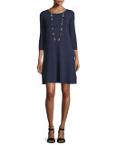 3/4-Sleeve Lightweight Jersey A-line Dress