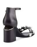 Abby Dome-Studded Tilt-Heel City Sandal, Black