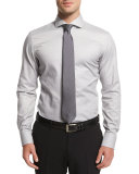 Microstripe Silk Tie, Navy