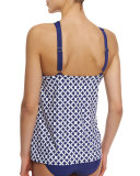 Coastal Geo-Printed High-Neck Swim Top