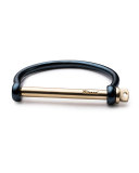 Men's Large Metal Screw Cuff Bracelet with Golden Bar, Navy