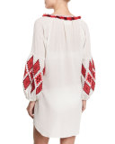 Tula Embroidered Crepe Dress, White