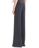 Front-Slit Wide-Leg Pants, Black