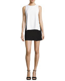 Bianka Side-Pleat Miniskirt, Black