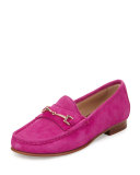 Talia Suede Horsebit Loafer, Magenta
