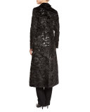 Long Velvet Jacquard Evening Topper, Black