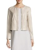 Benton Lightweight Lambskin Jacket, Taupe