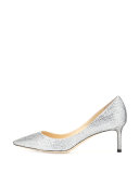 Romy Glitter Pointed-Toe 60mm Pump, Silver
