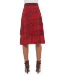 Zebra-Print A-Line Midi Skirt, Pomegranate