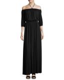 Lorenzia Off-the-Shoulder Maxi Drama Dress 