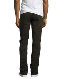 Broderick Slouchy Skinny Jeans, Olive Camo